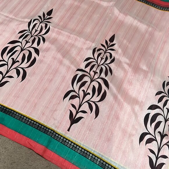 Bhagalpuri  Festival Designer Half N Half printed silk Saree - Picture 1 of 16
